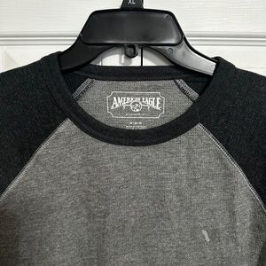 American Eagle shirt mens M gray long sleeve waffle knit thermal